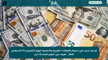 تحديث جديد على أسعار العملات العربية والأجنبية اليوم الخميس 14 أغسطس 2025.. تعرف على القيم المحدثة الآن